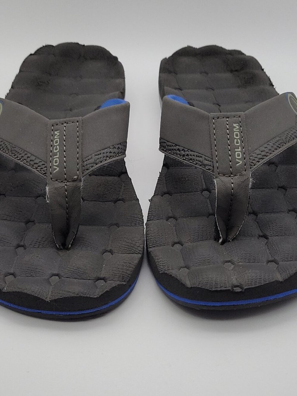 Volcom Men’s Thong Sandals Size 9 Black/Blue Rubber Slip-On Logo